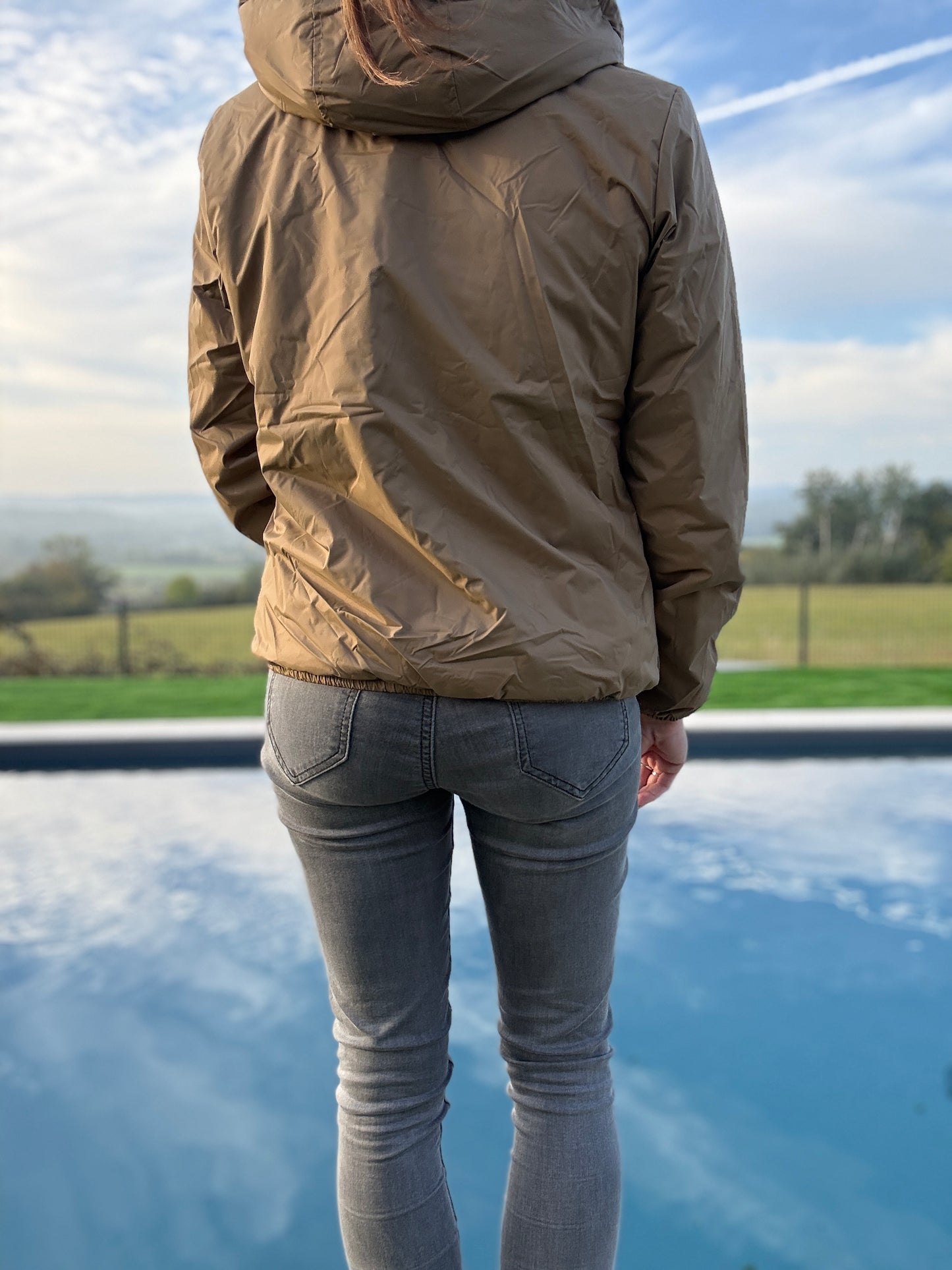 Laura Jo - Imperméable fourré court fausse fourrure camel intérieur imitation sherpa beige