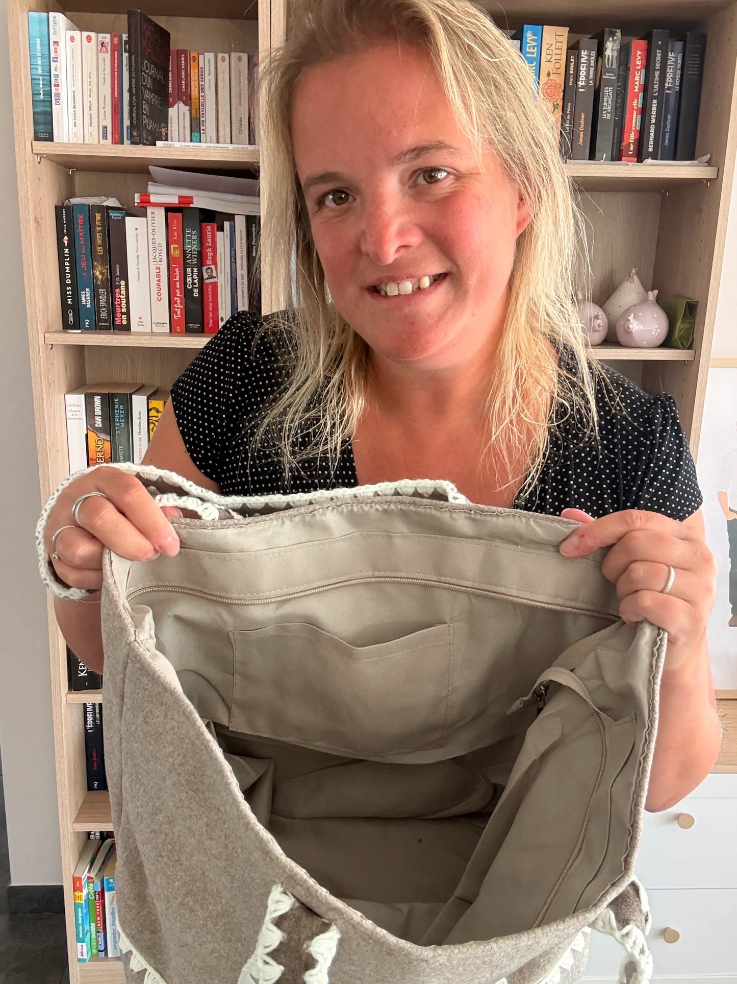 Tote Bag Feutrine Douce – Gris Naturel & Écru