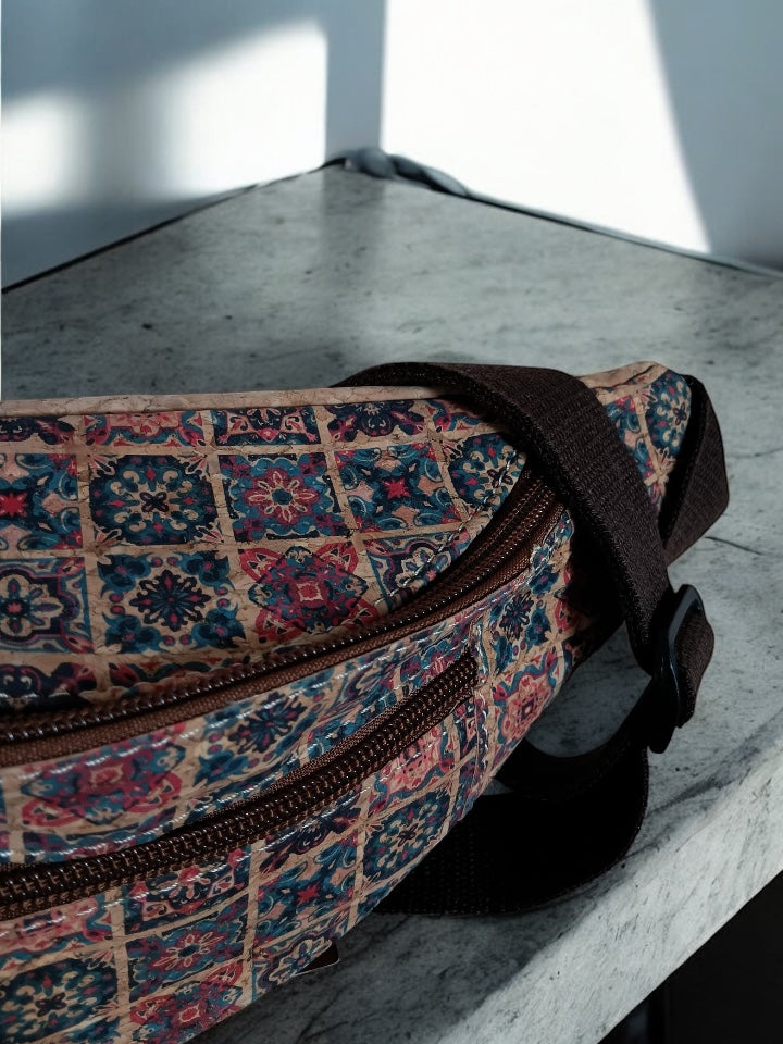 Sac banane en liège motifs « mosaïque » - 2 poches