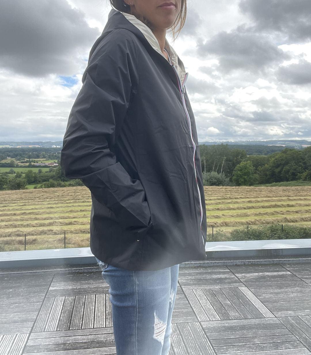 Laura Jo - Imperméable réversible court sans garnissage ouate mi-saison couleur noir/doré
