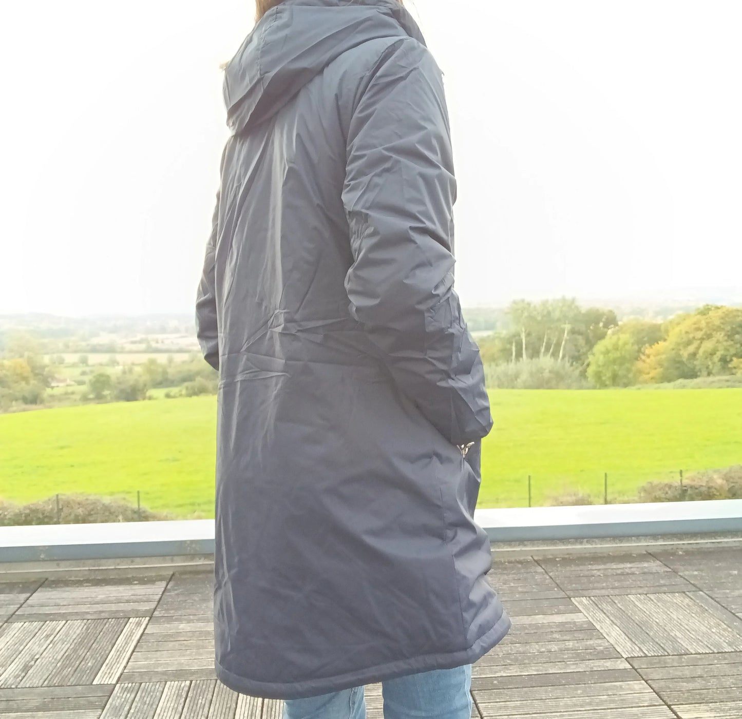 Parka Impermeable Larga Forrada Mujer Laura Jo - Abrigo Azul Marino con Capucha