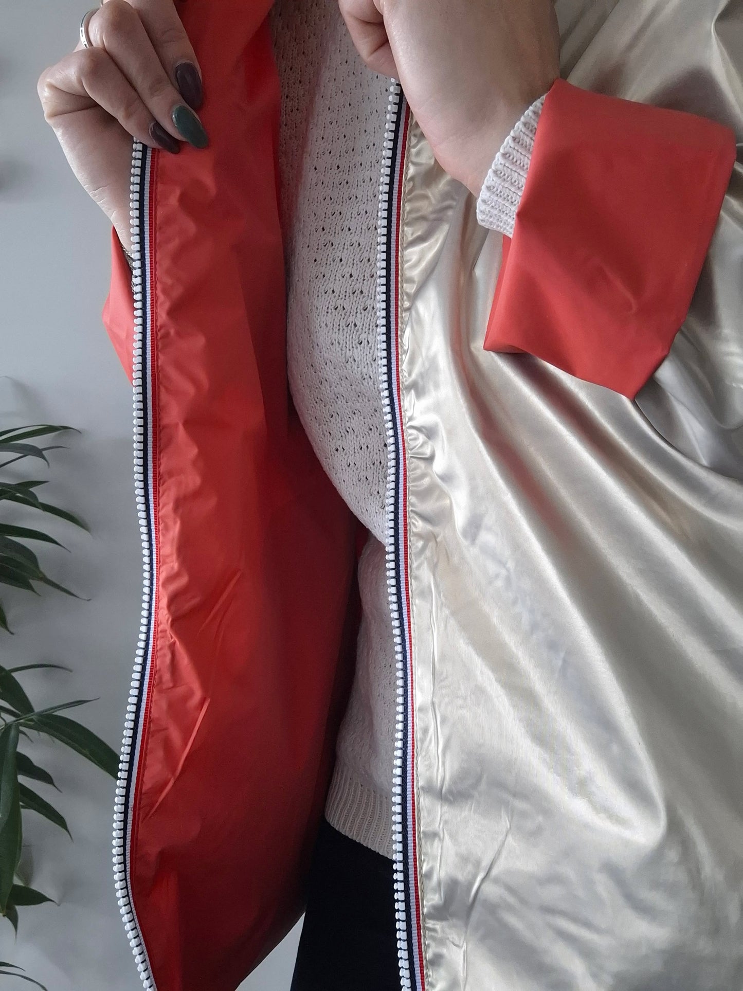 Laura Jo - Imperméable réversible court sans garnissage ouate couleur corail/doré