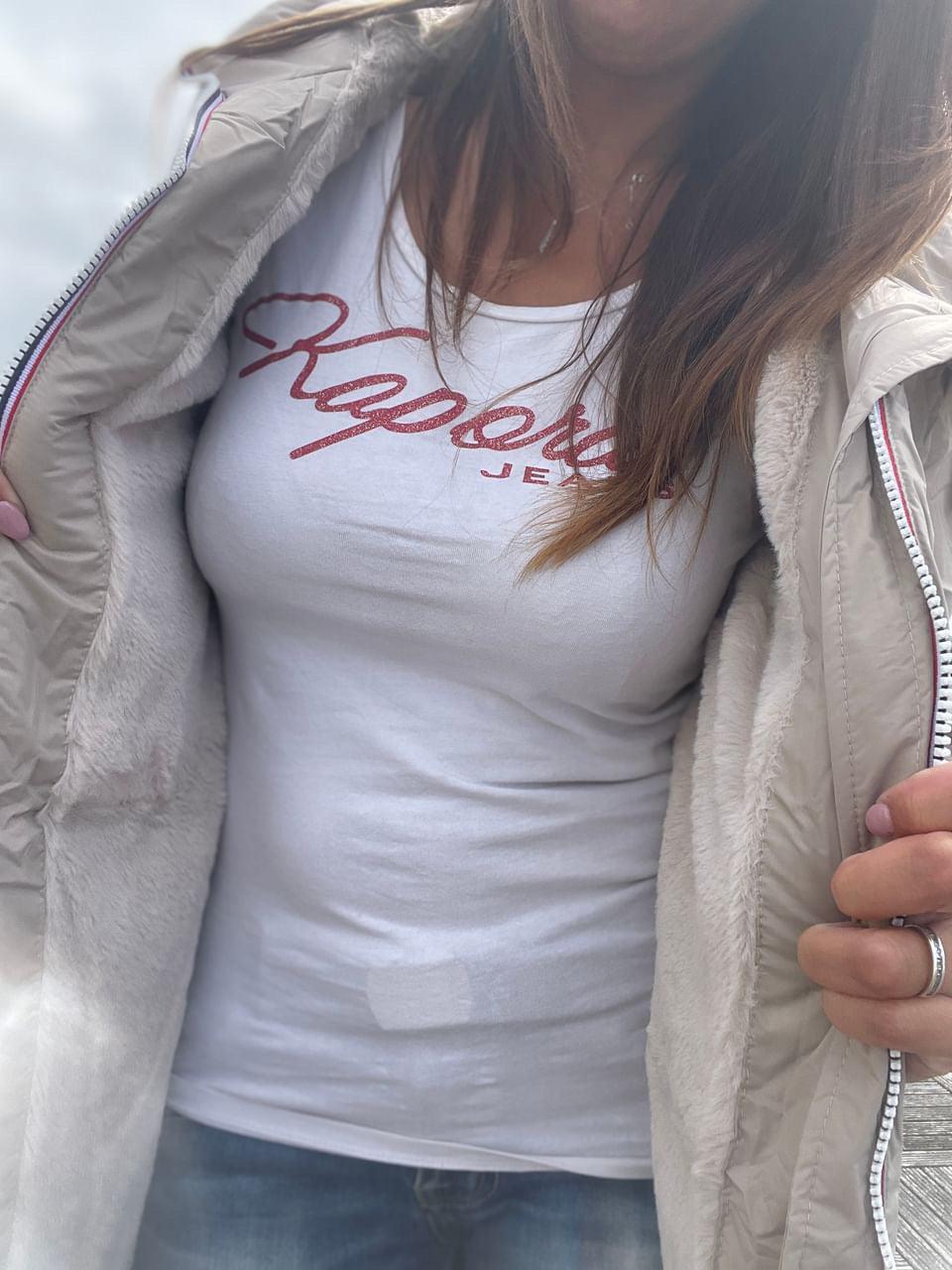 Laura Jo - Imperméable long doublé en fausse fourrure cordon tricolore couleur beige