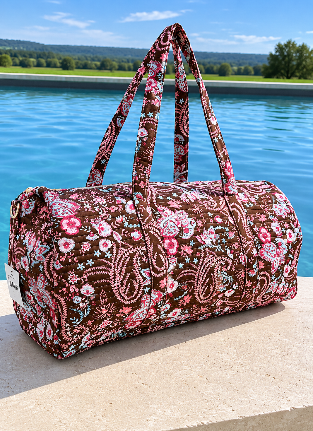 Sac Polochon Matelassé Fleuri Paisley | Grand Sac de Voyage Femme Bohème Chic – Bandoulière Incluse