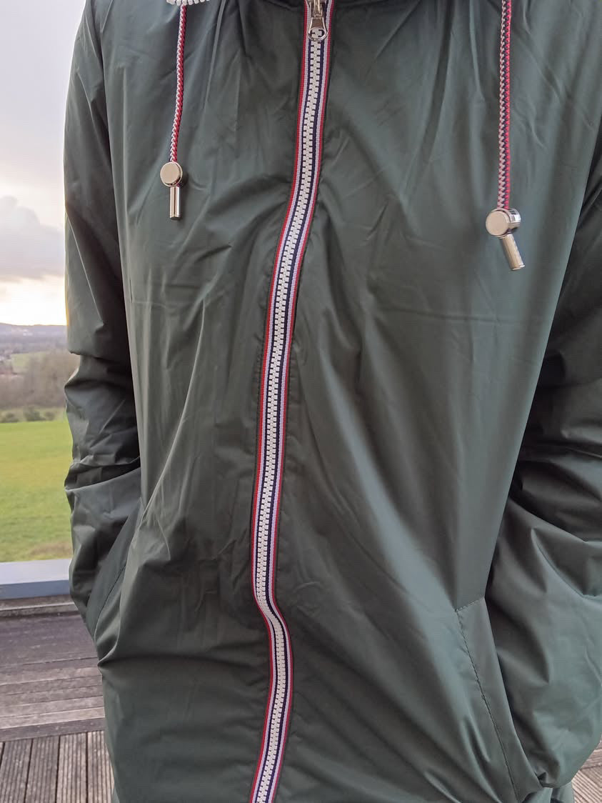 Laura Jo - Imperméable long doublé en fausse fourrure cordon tricolore couleur vert forêt