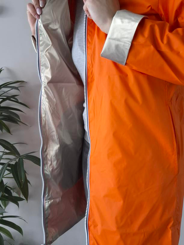 Laura Jo - Imperméable réversible long sans garnissage ouate couleur orange doré
