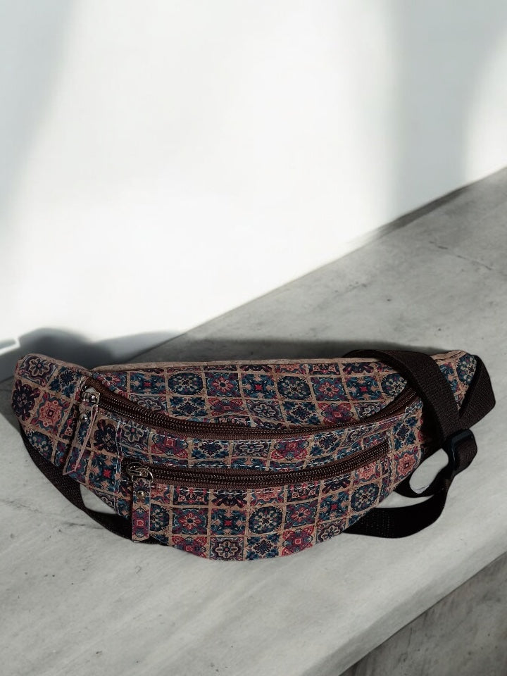 Sac banane en liège motifs « mosaïque » - 2 poches