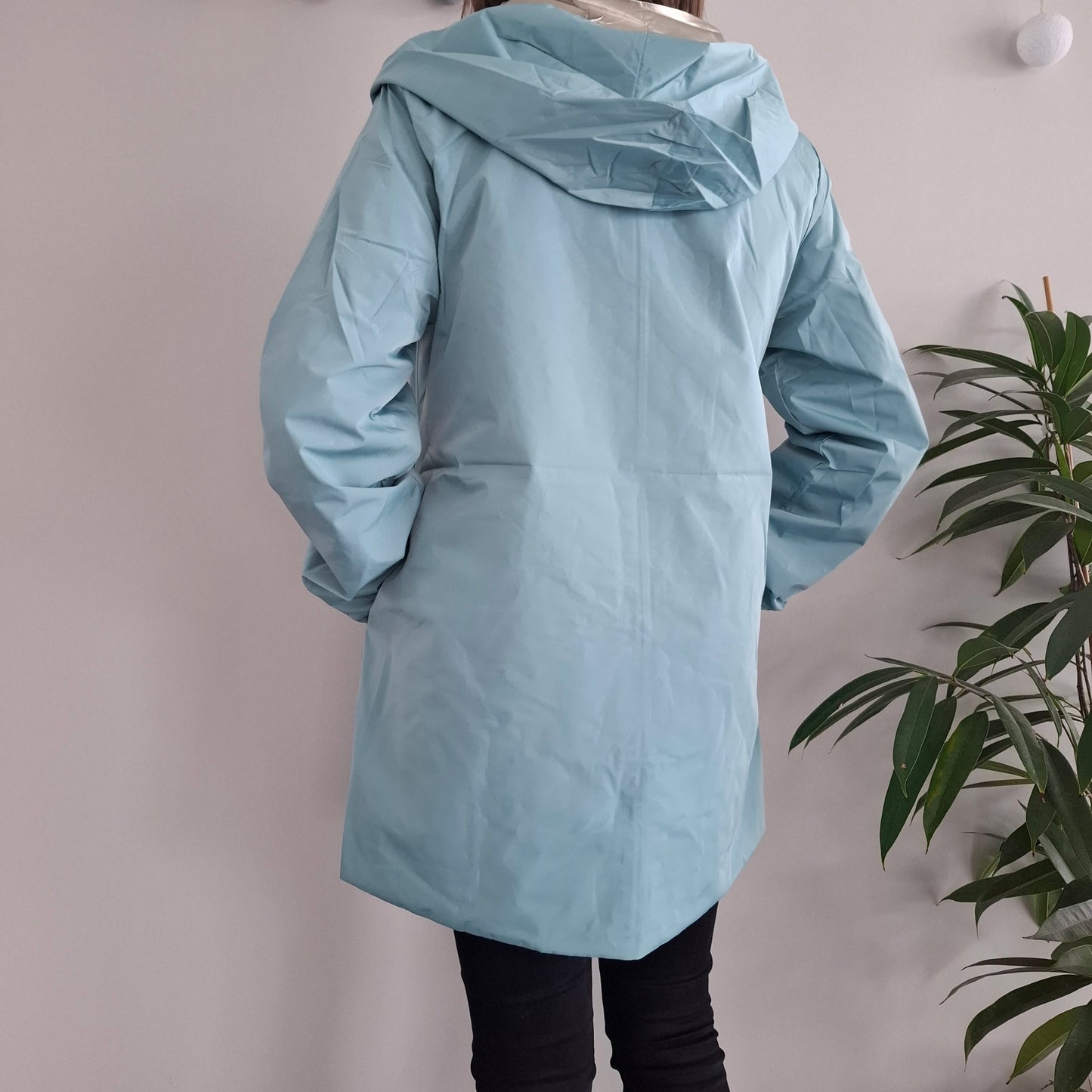 Melya Melody - Imperméable réversible mi-long sans garnissage ouate couleur bleu ciel/doré