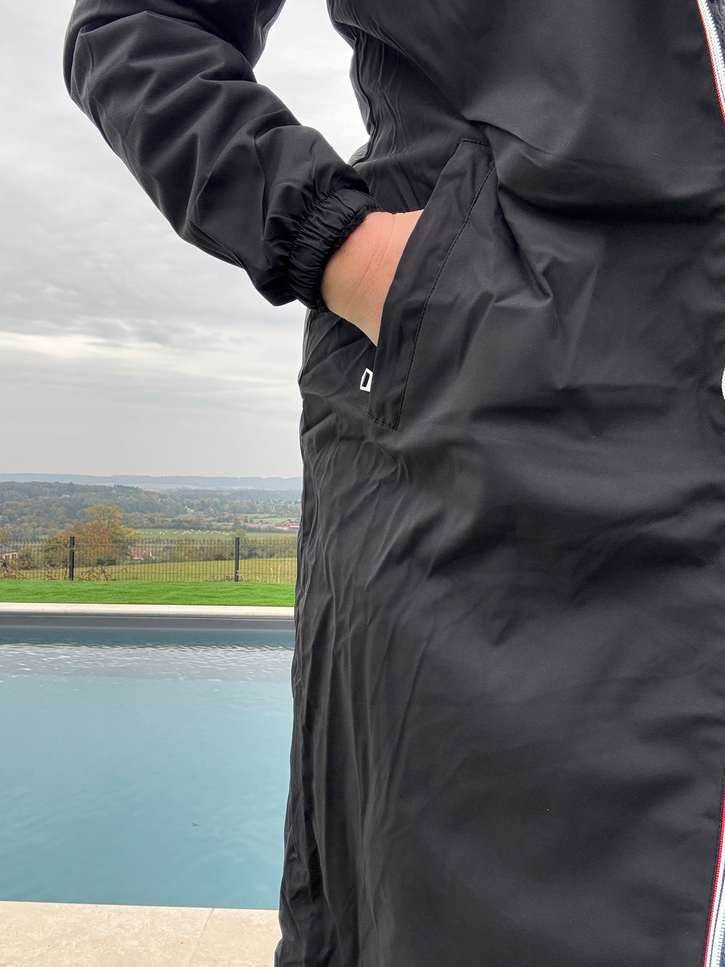 New Lolo - Manteau chaud long hauteur genoux noir fourré complet réversible imperméable