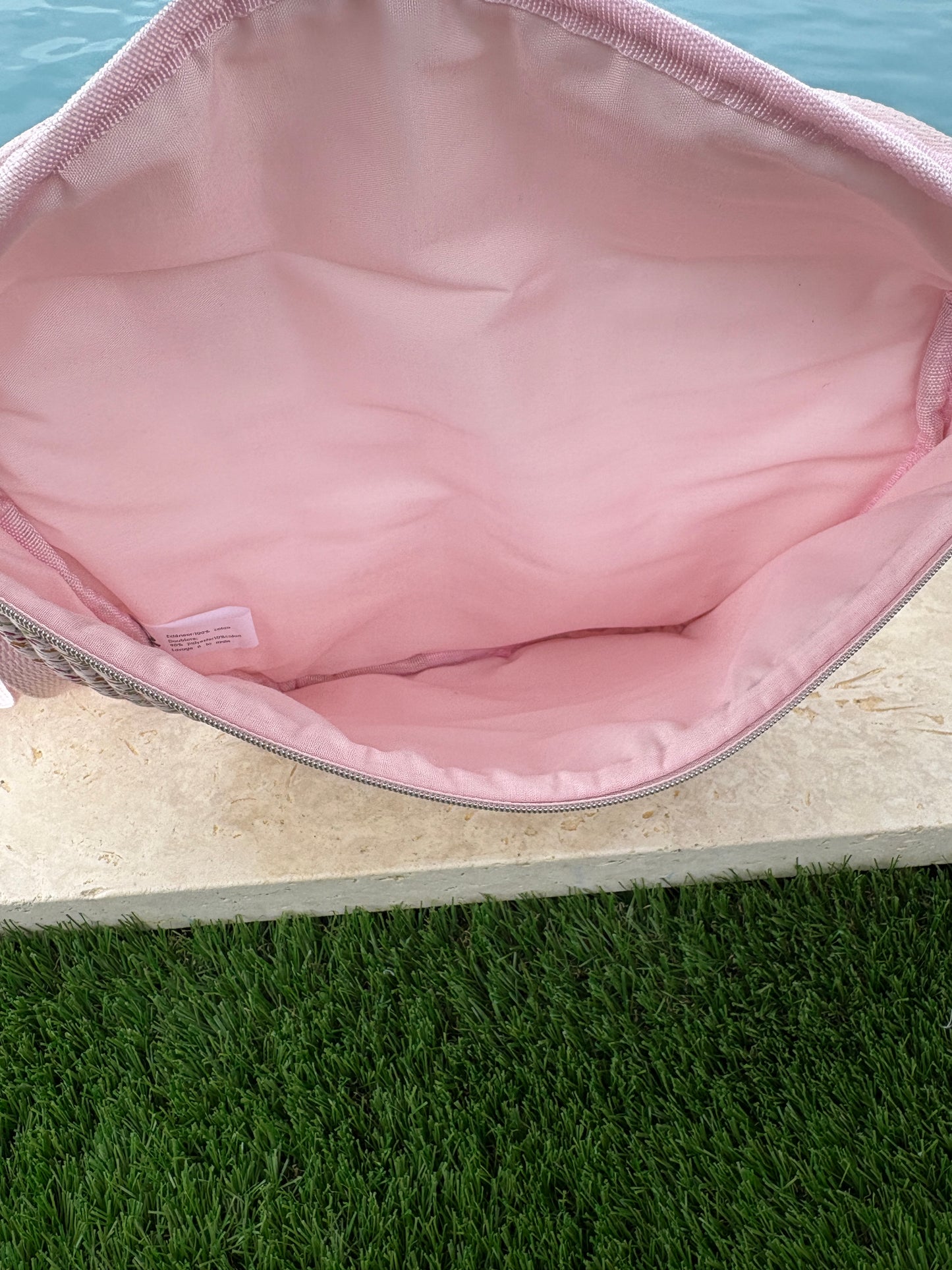 Sac banane en coton matelassé liberty baies rose crème « La Ptite cachottière »