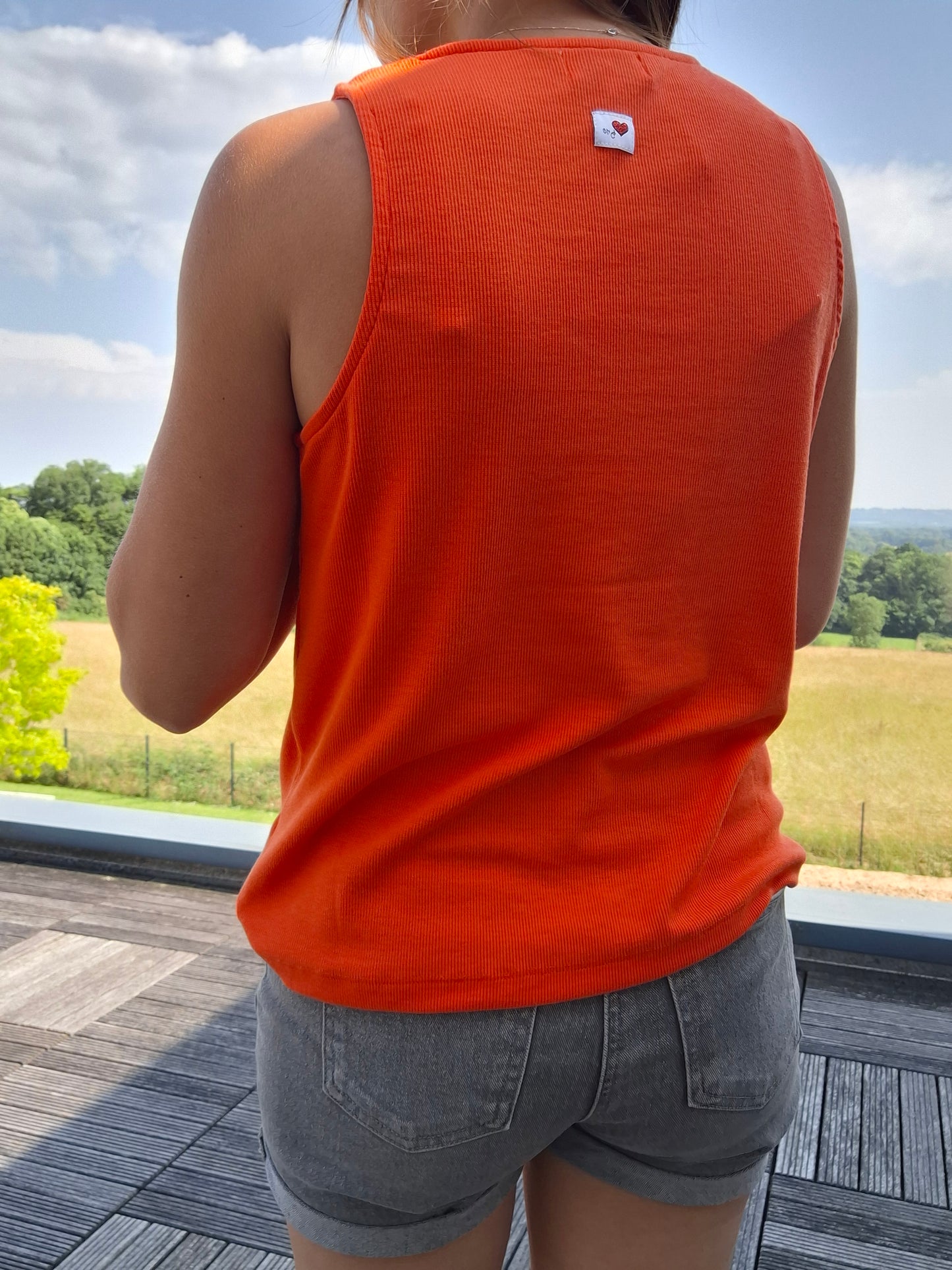 Débardeur en coton cotelé couleur orange