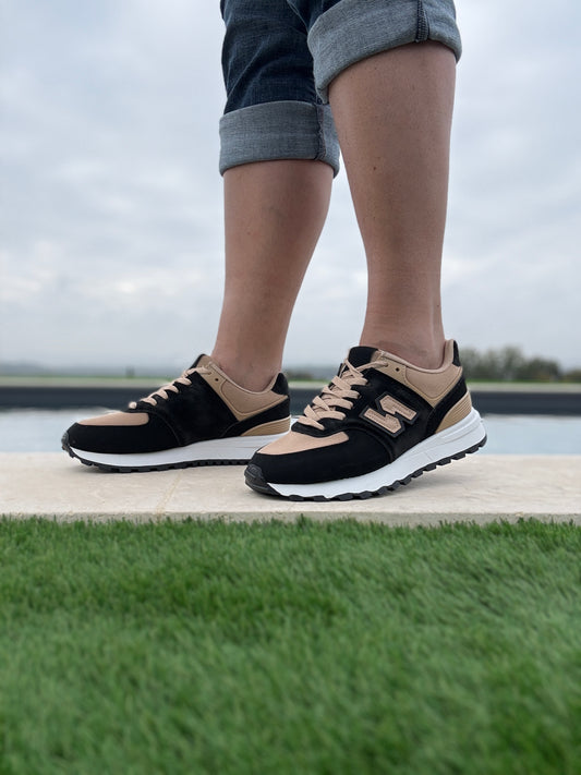 Chaussures baskets noir et marron style sneakers new balance