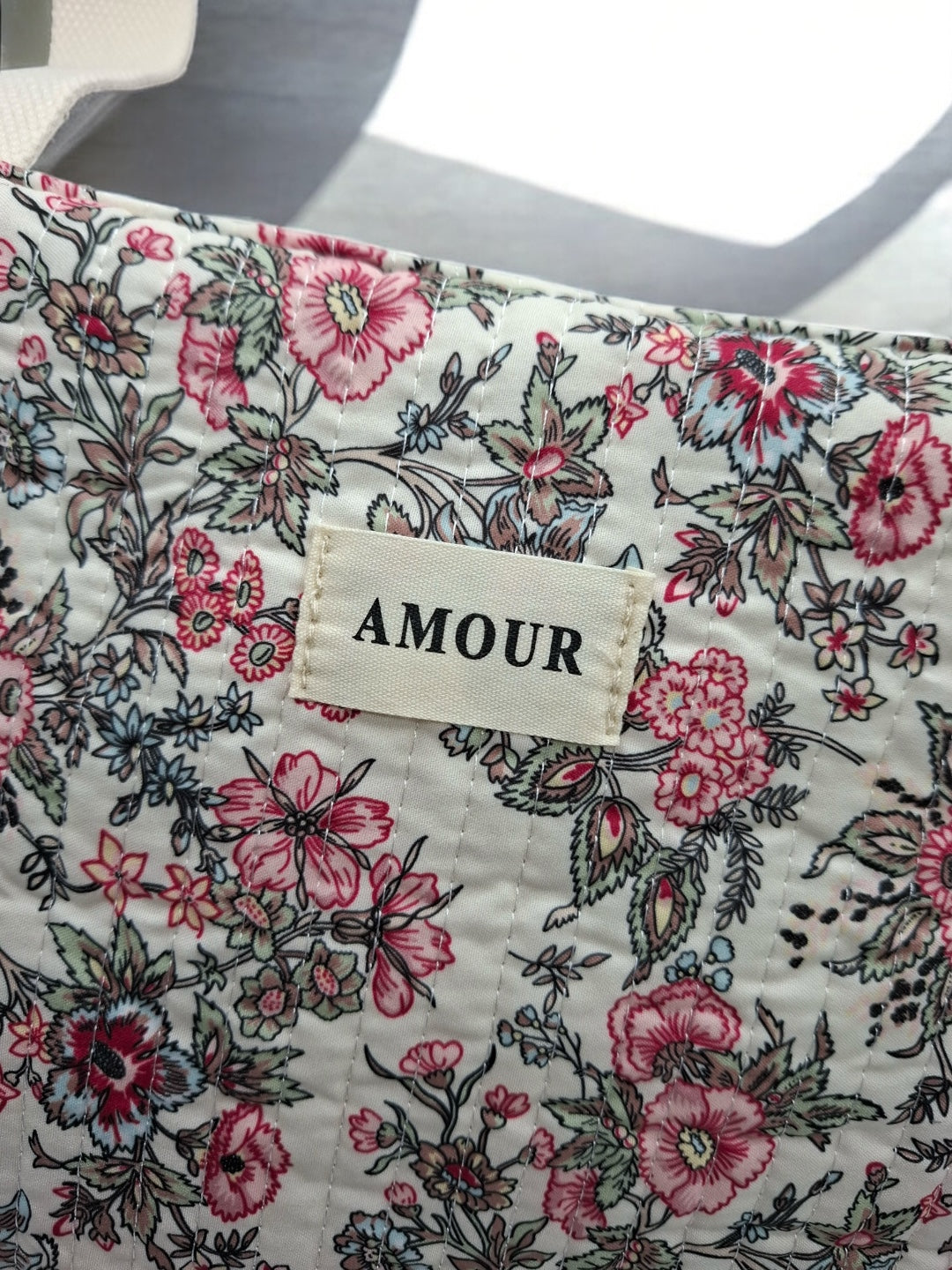Sac cabas porté épaule en coton liberty fleuri noir rose crème