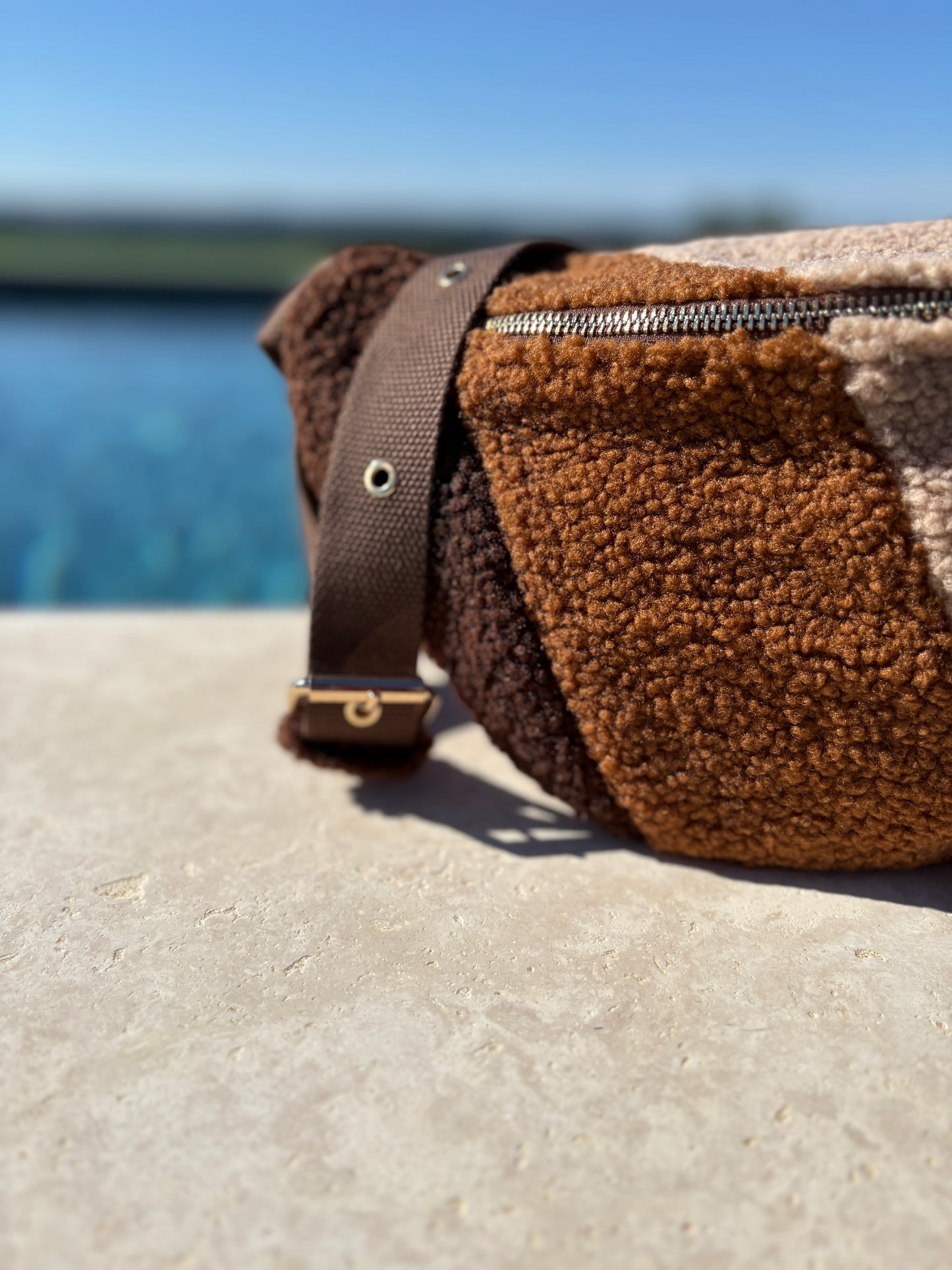 Sac banane XL peluche marron