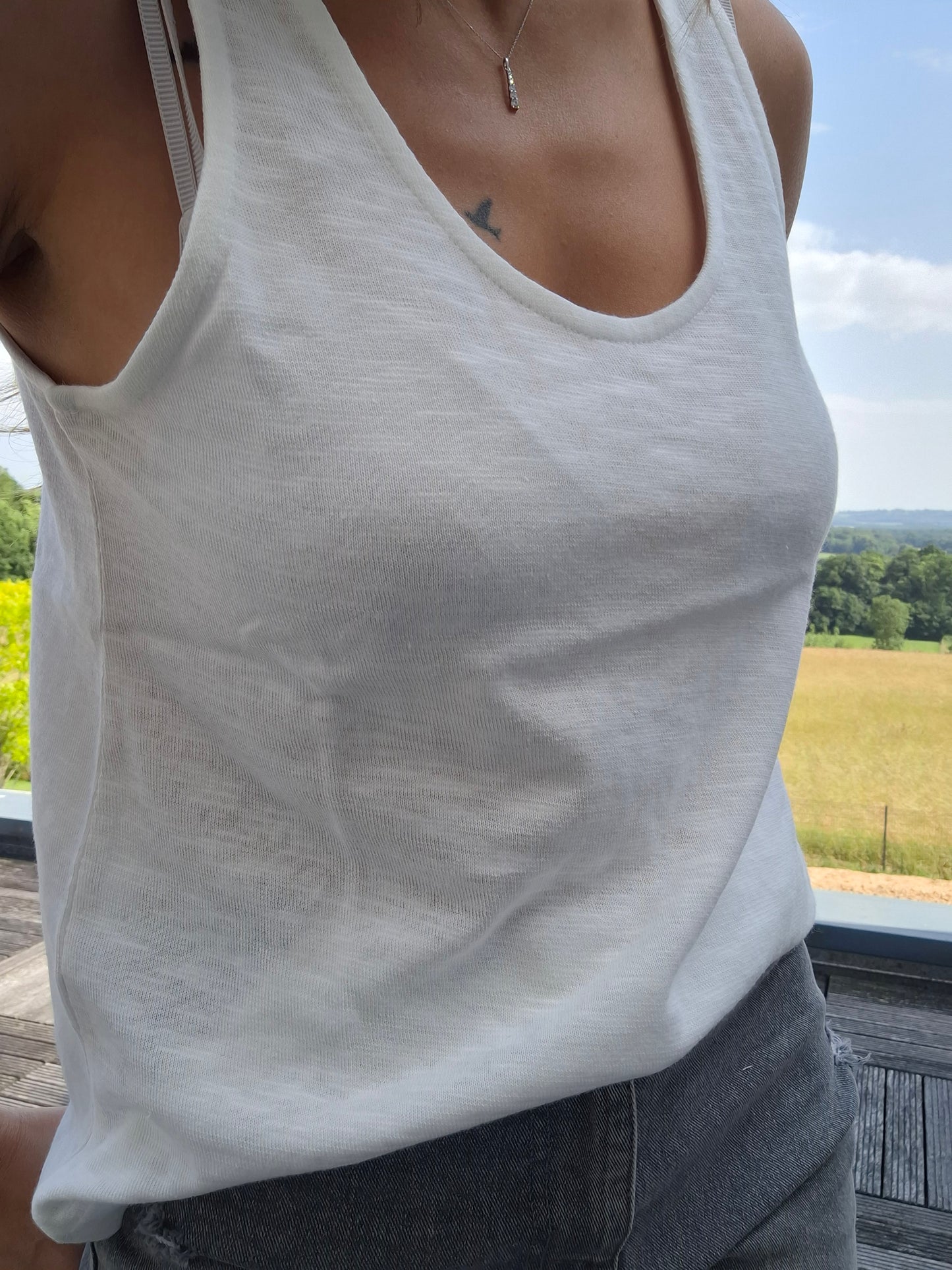 Débardeur en coton lin couleur blanc