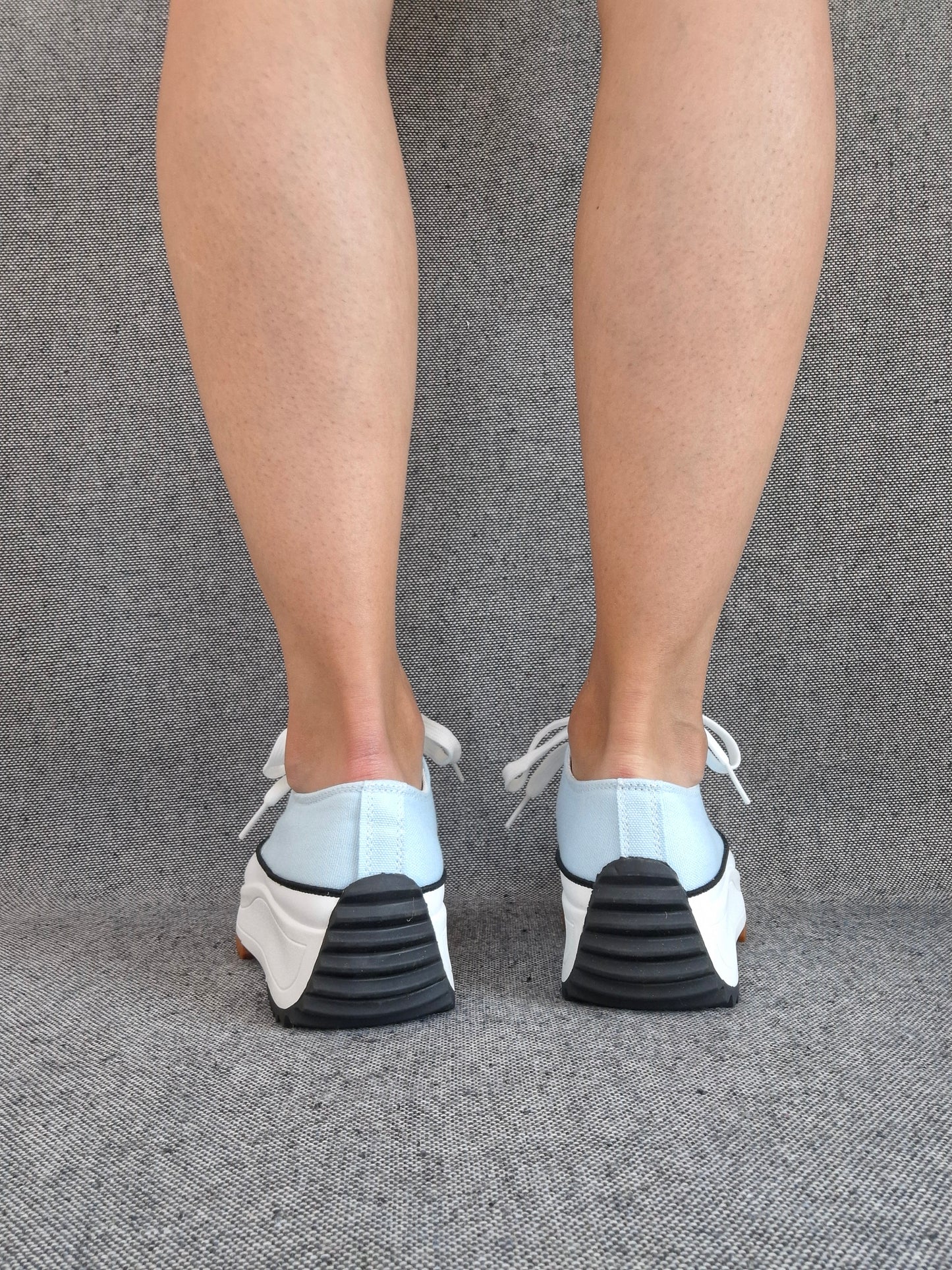 Chaussures baskets basses plate-forme tissu toile bleu