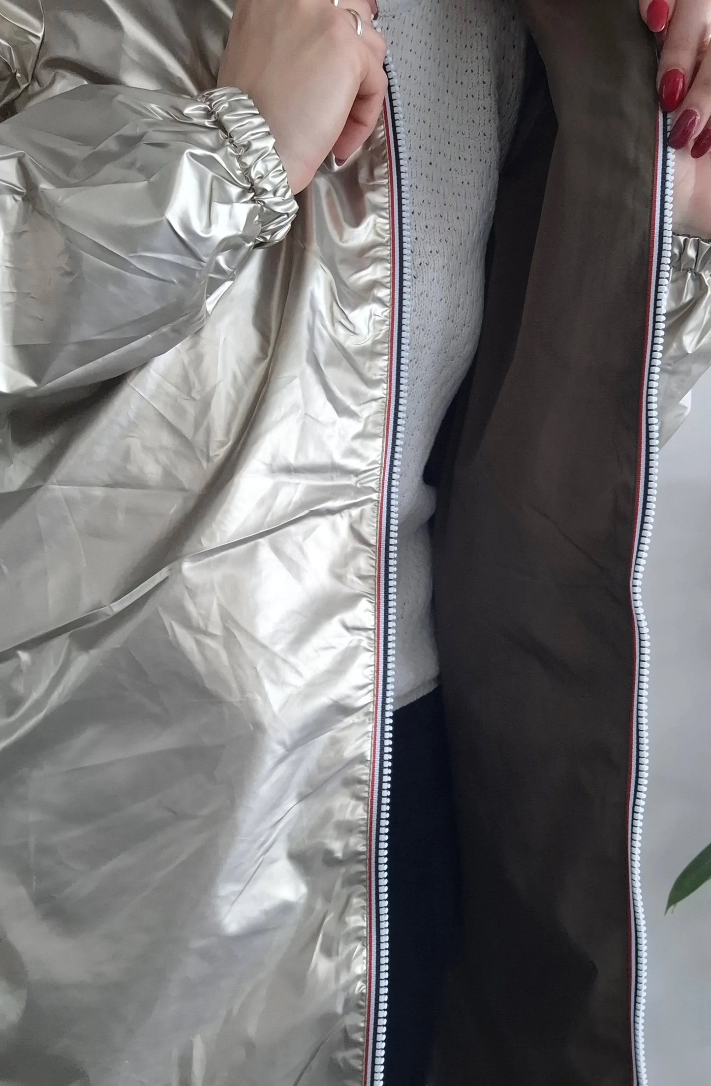 Melya Melody - Manteau léger long réversible imperméable kaki marron doré Le Petit Placard