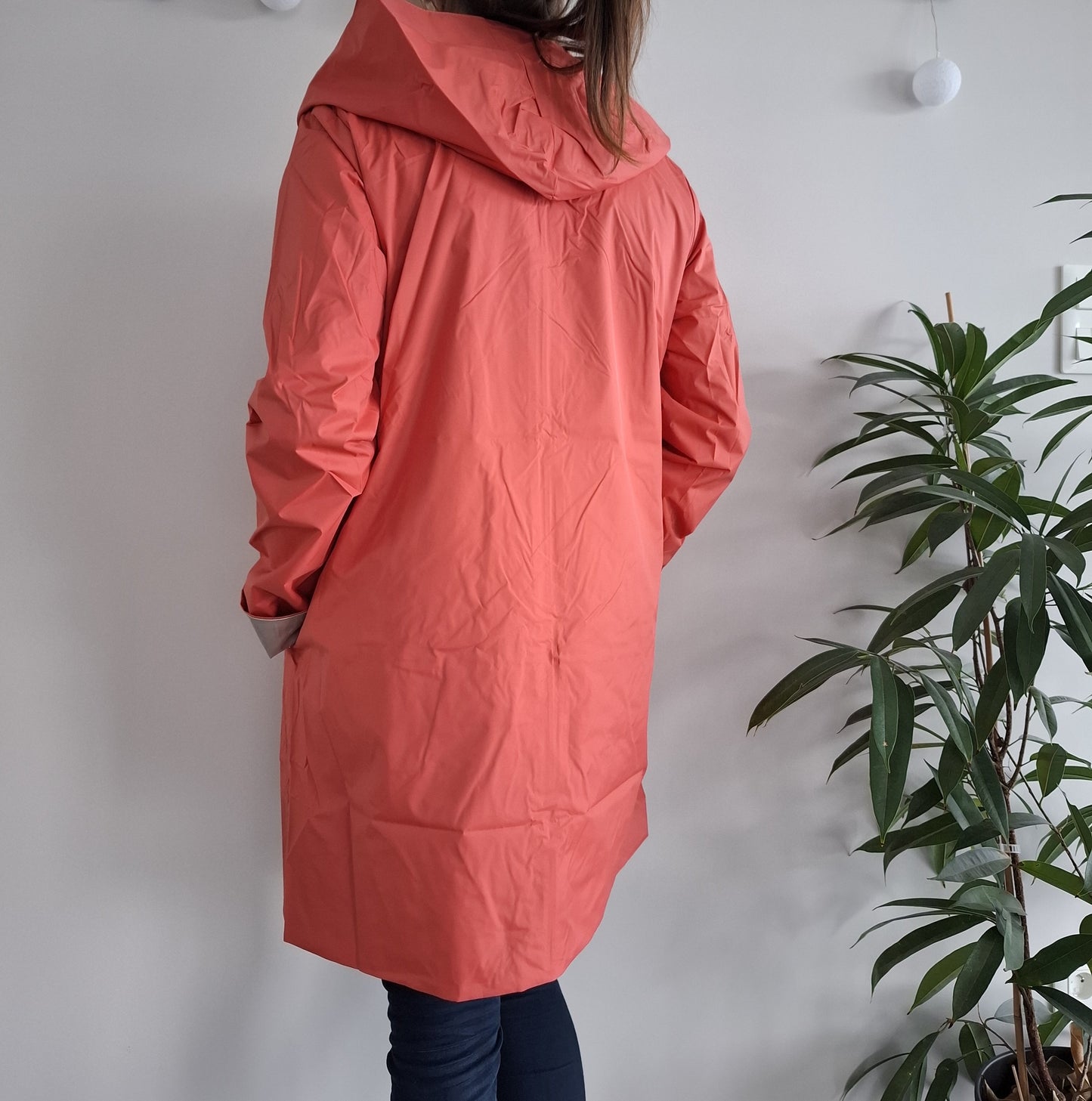 Laura Jo - Imperméable réversible long sans garnissage ouate couleur corail/doré