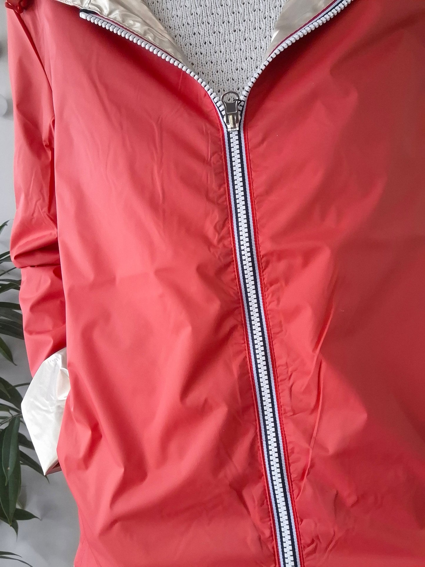 Laura Jo - Imperméable réversible court sans garnissage ouate couleur corail/doré
