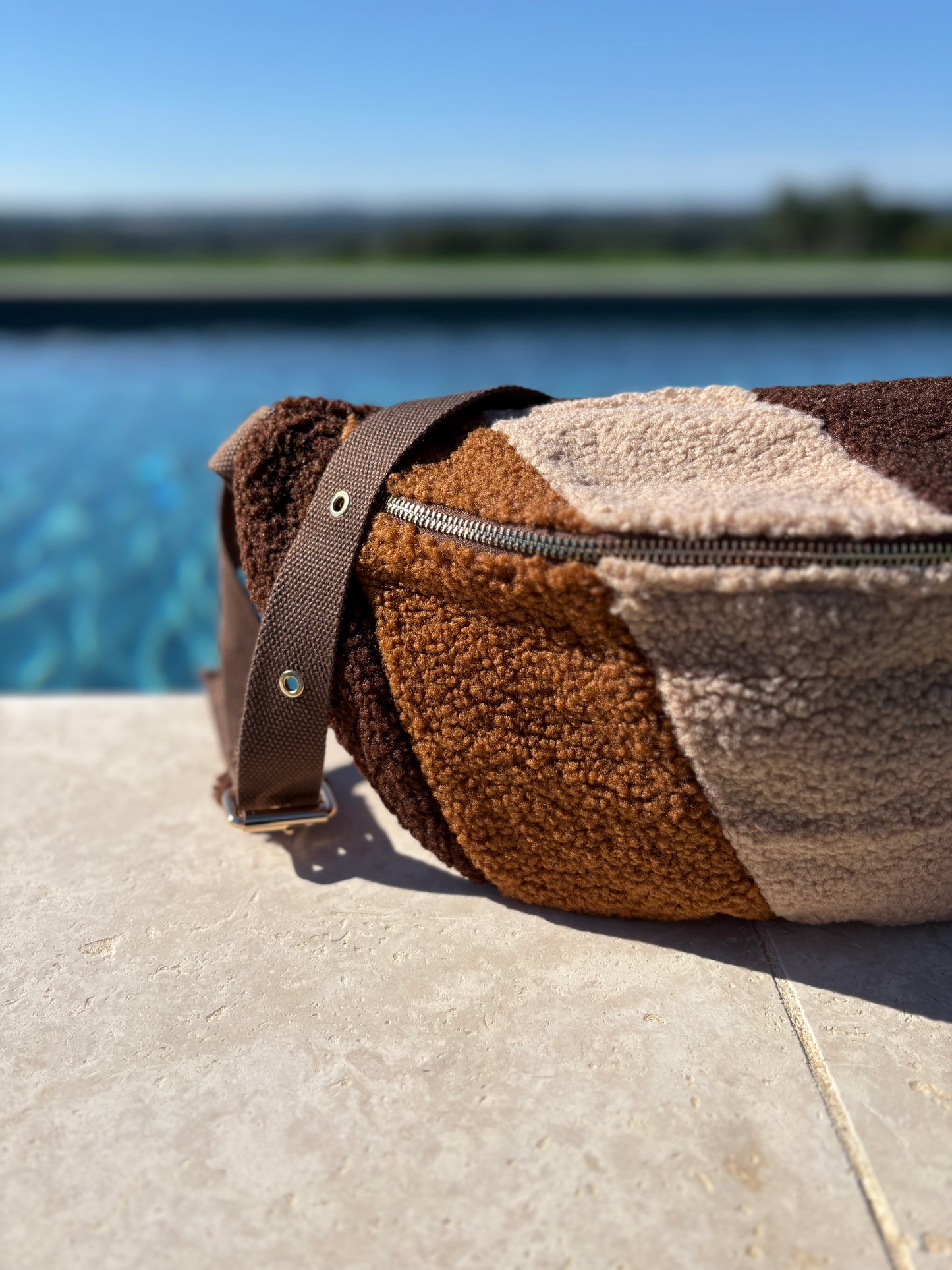 Sac banane XL peluche marron