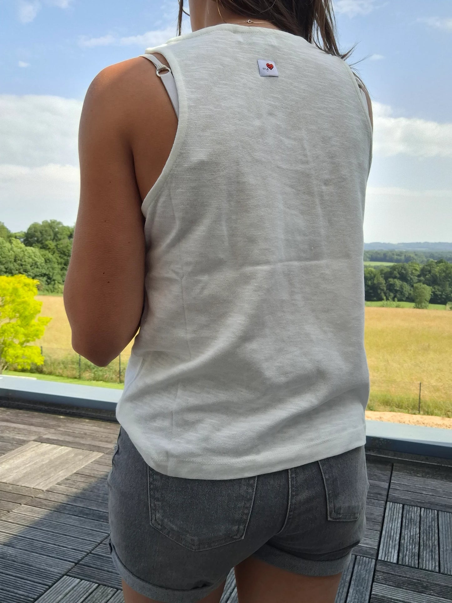 Débardeur en coton lin couleur blanc