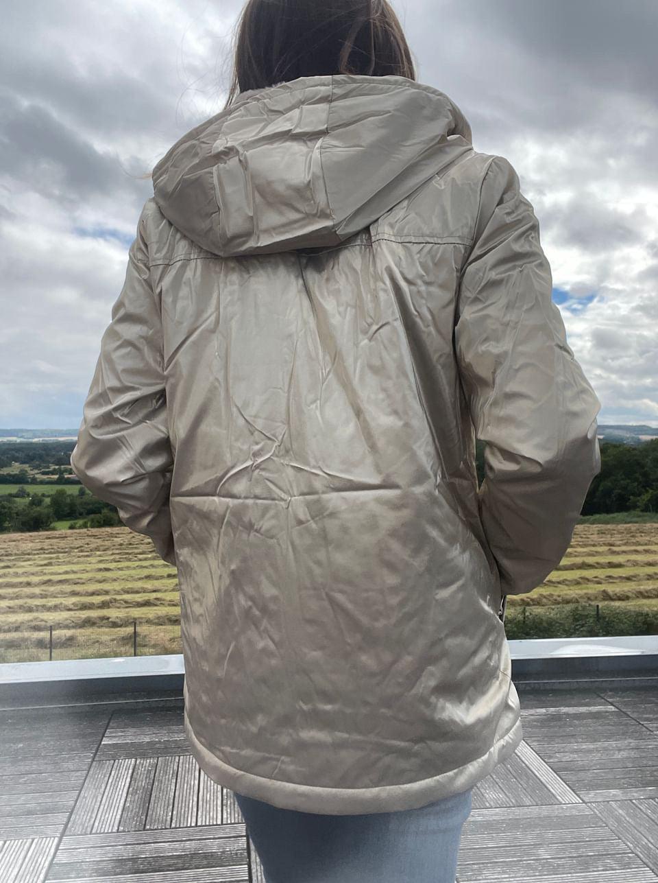 Laura Jo - Imperméable mi long doublé en fausse fourrure cordon tricolore couleur doré