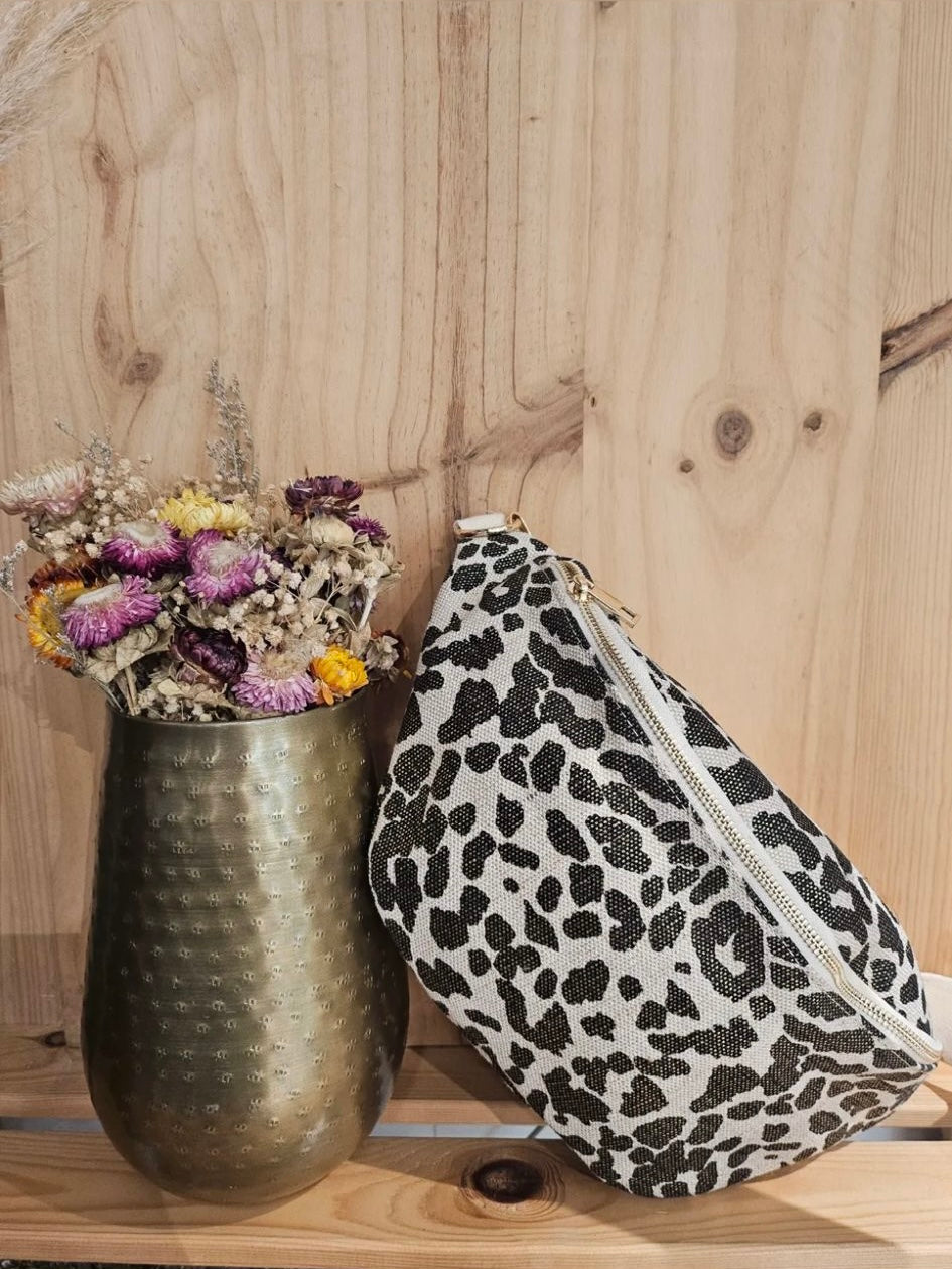 Sac Banane Léopard Marron Blanc - Imprimé Félin Audacieux Femme XL