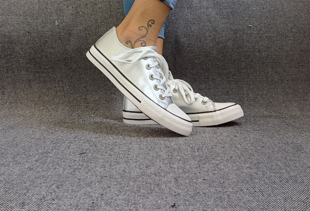 Baskets basses silver métallisées type converse - Le Petit Placard