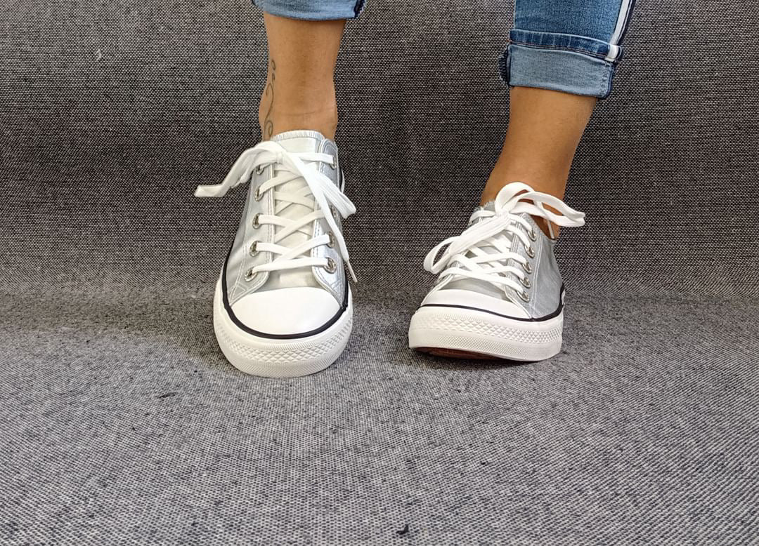 Baskets basses silver métallisées type converse - Le Petit Placard