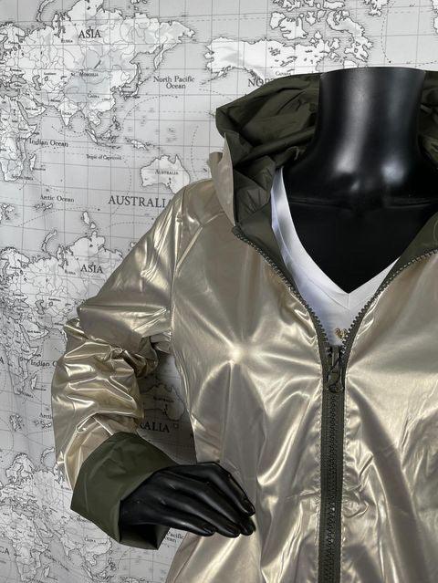 Laura Jo - Parka réversible court sans garnissage ouate couleur kaki doré zip uni - Le Petit Placard