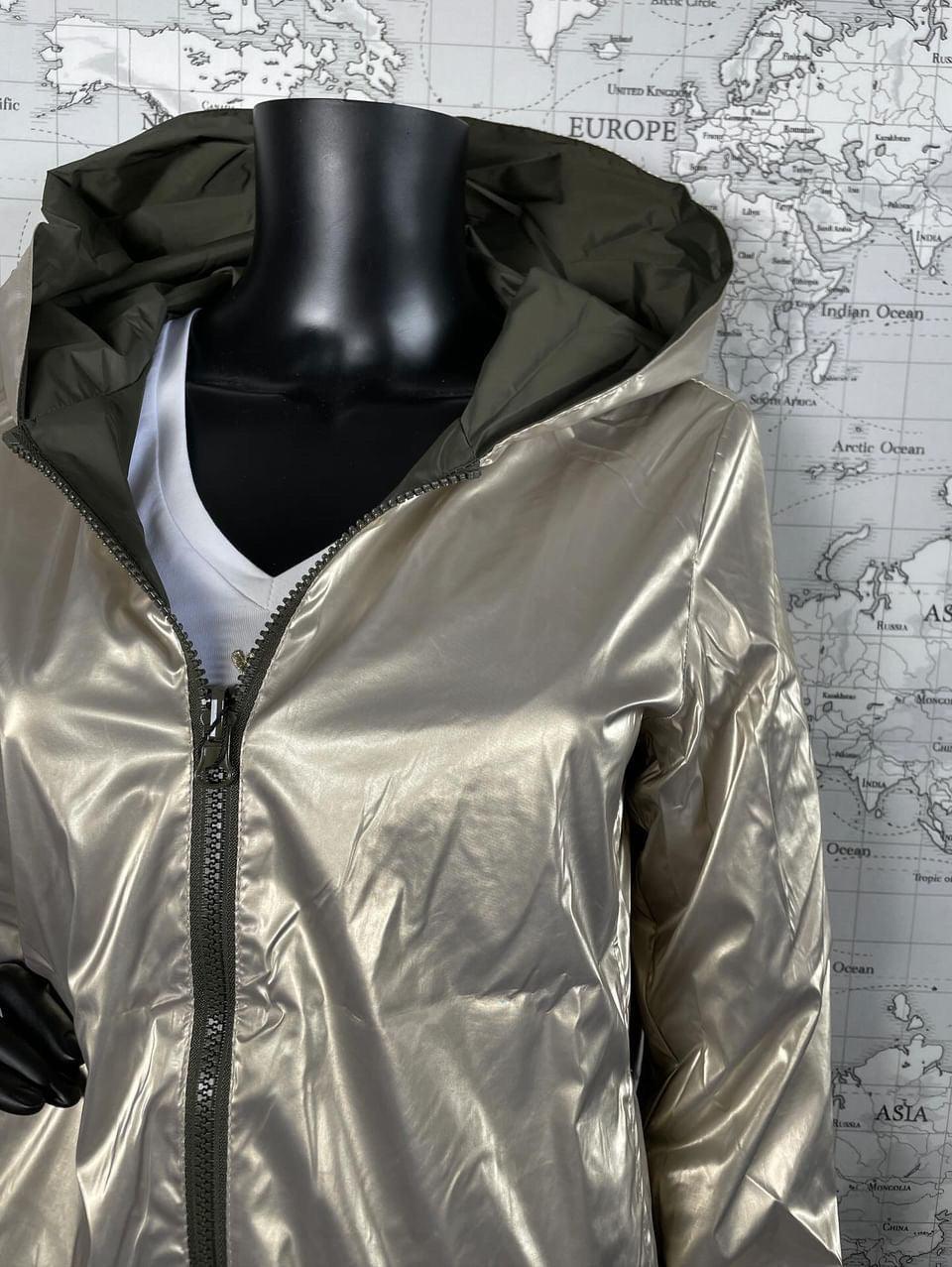 Laura Jo - Parka réversible court sans garnissage ouate couleur kaki doré zip uni - Le Petit Placard