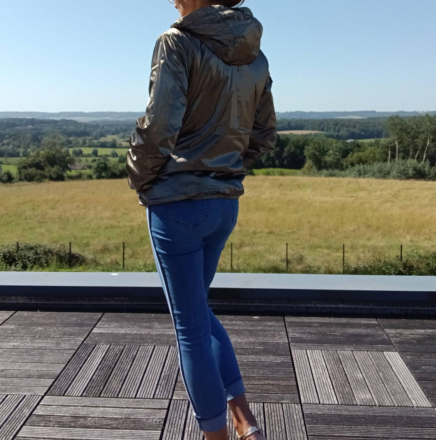 Manteau imperméable court fourré Marque Laura Jo bronze - Le Petit Placard