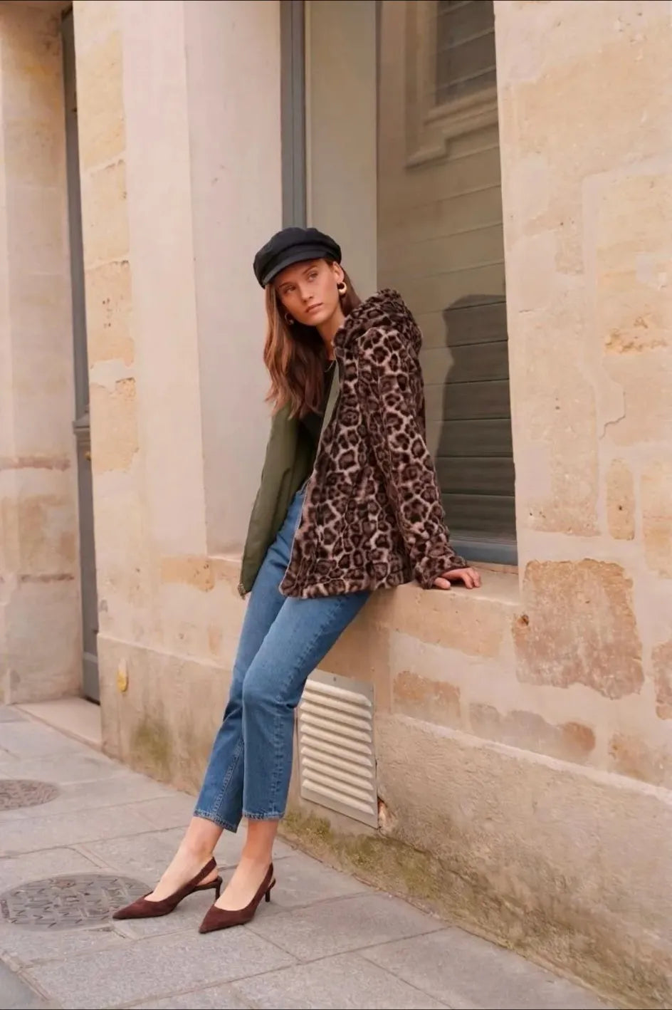 Imperméable fourré réversible Kaki Léopard – Laura Jo