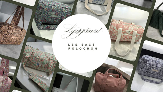 Collage of Le Petit Placard polochon bags with floral, leopard, and trendy prints.