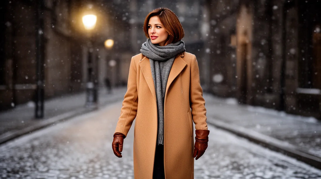 Manteau long femme laine hiver, élégant manteau camel pour femme en hiver
