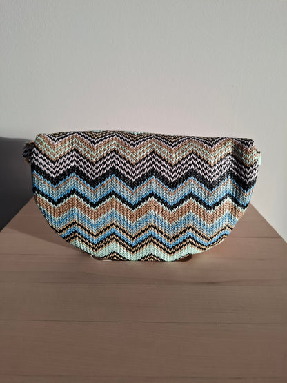 Sac banane en tissu à motif zigzag multicolore
