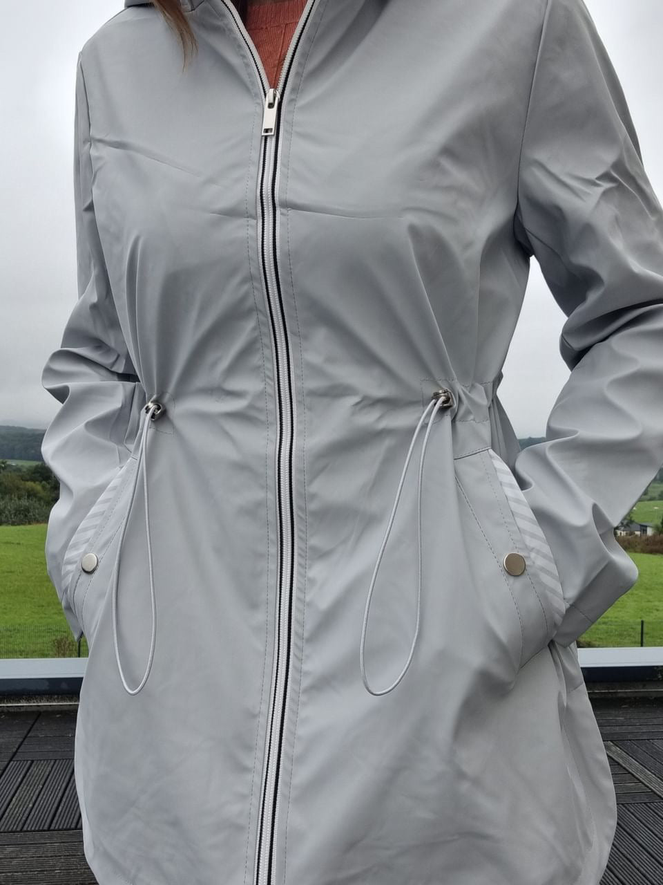 New Lolo - Manteau mi long léger imperméable gris