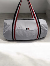Bolsa de lona de algodón con detalles de rayas tricolor en color Blanco