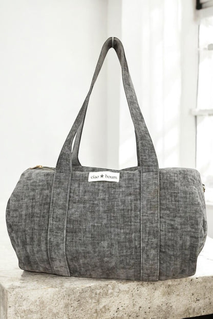 Sac week-end de voyage polochon velours cotelé texturé nuances de gris