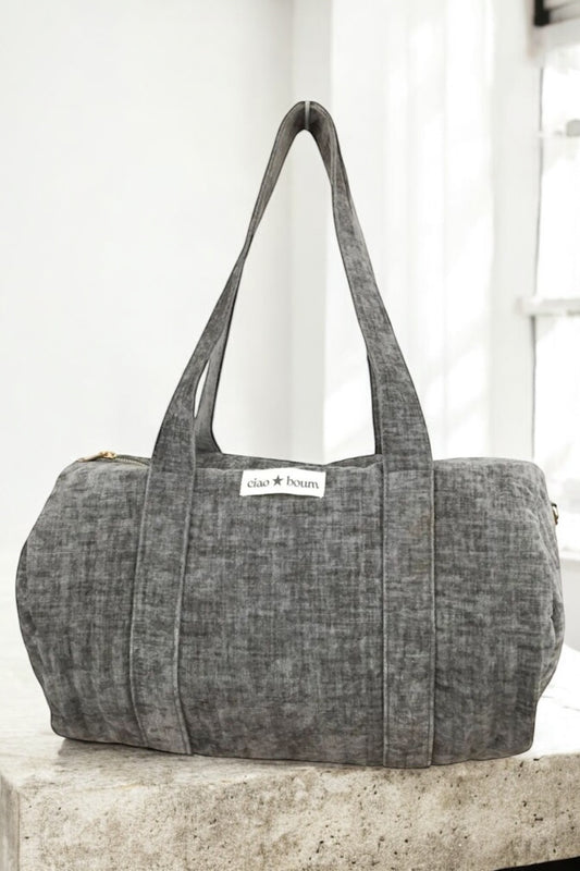 Sac week-end de voyage polochon velours cotelé texturé nuances de gris