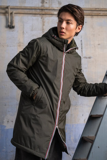 Laura Jo - Manteau imperméable long Homme kaki fourré imitation sherpa kaki