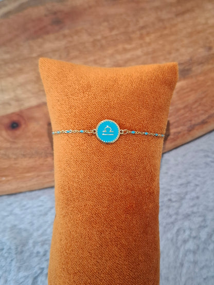Bracelet à chaîne fine signe astrologique coloré