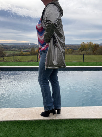 Laura Jo - Imperméable long doublé en fausse fourrure couleur bronze