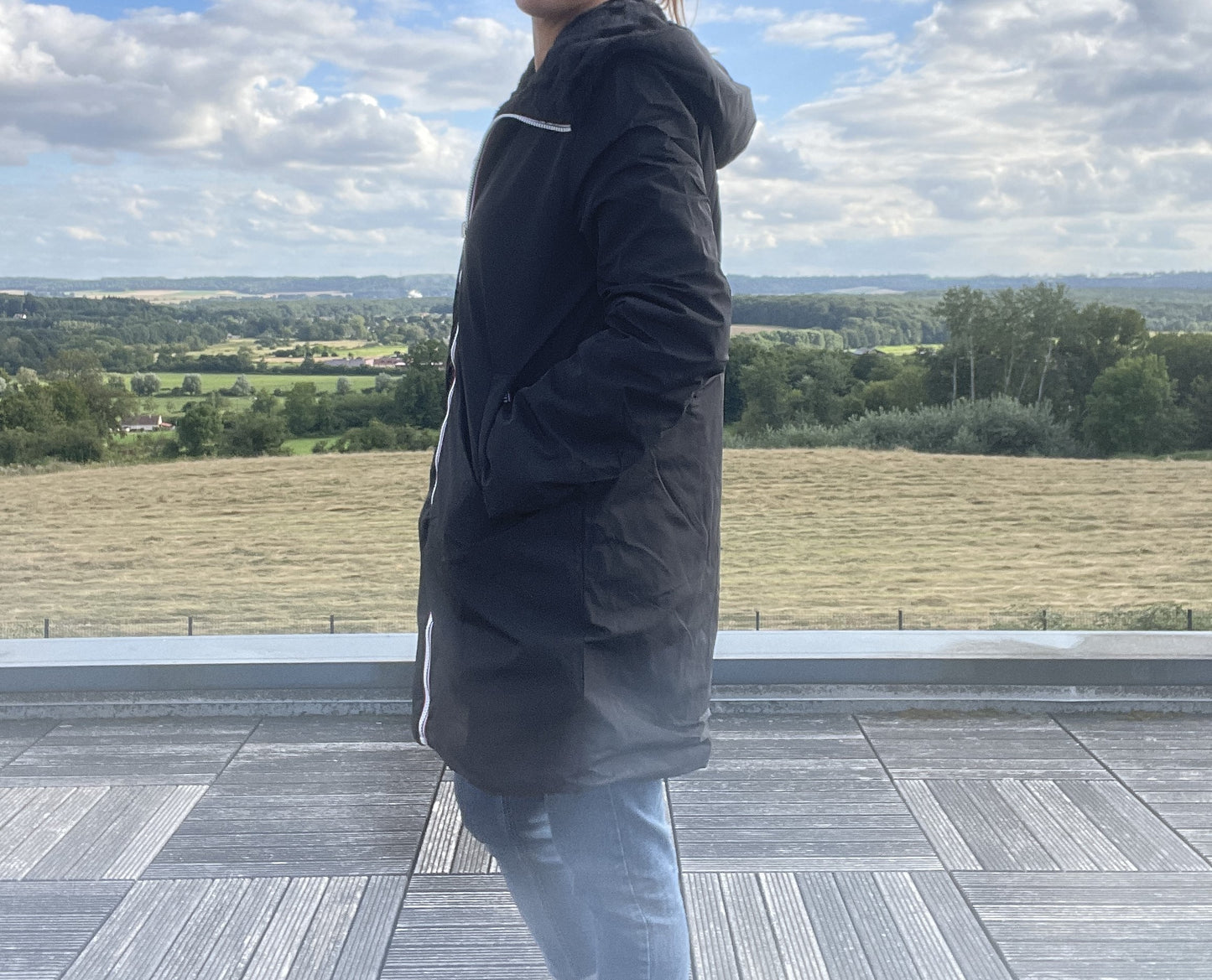 Melya Melody - Manteau long fourré fausse fourrure réversible imperméable noir - Curvy