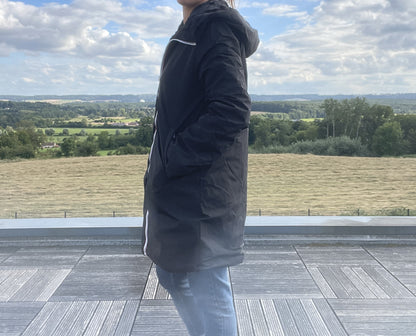 Melya Melody - Manteau long fourré fausse fourrure réversible imperméable noir - Curvy