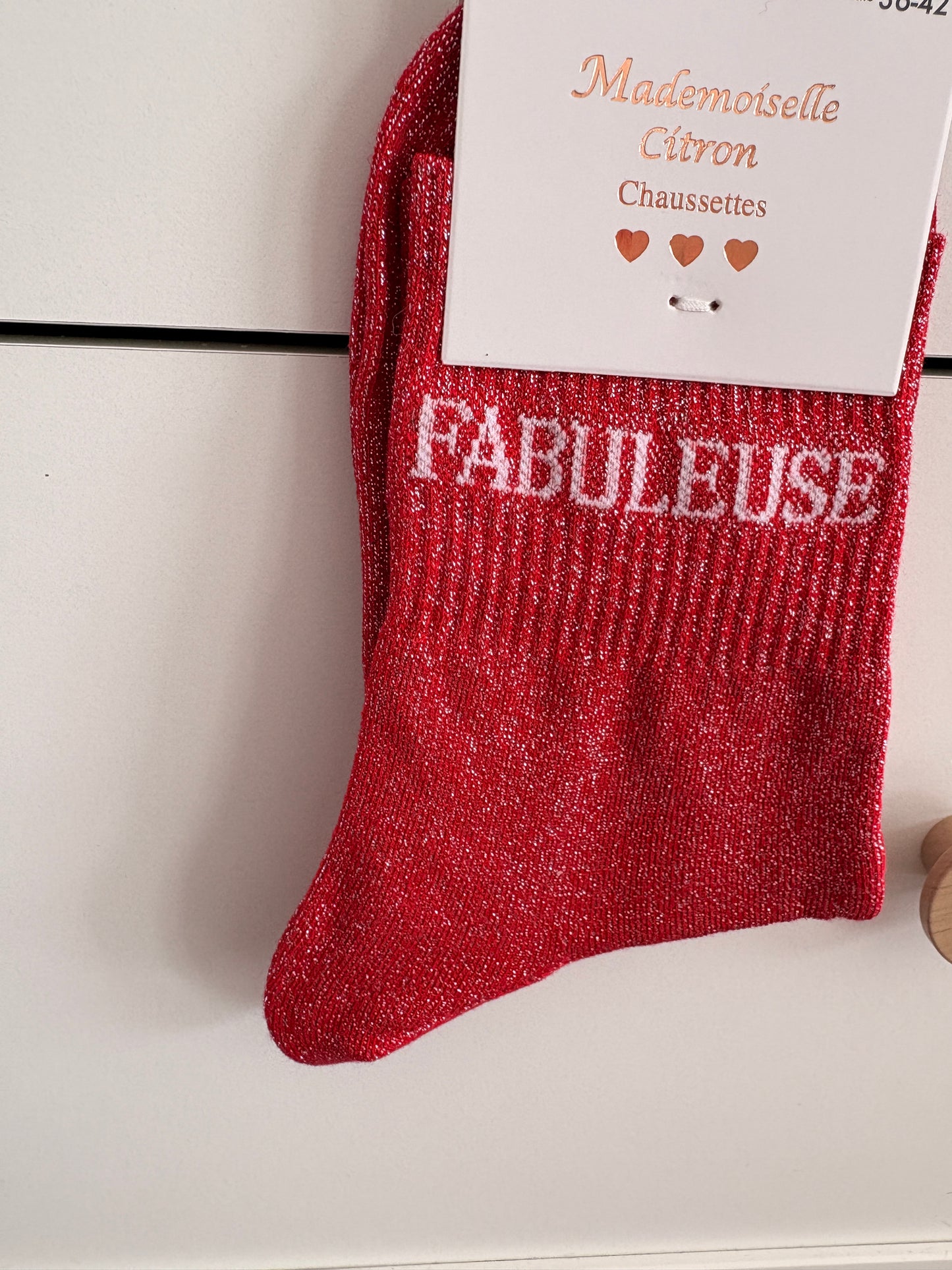 Chaussettes hautes pailletées “Fabuleuse”
