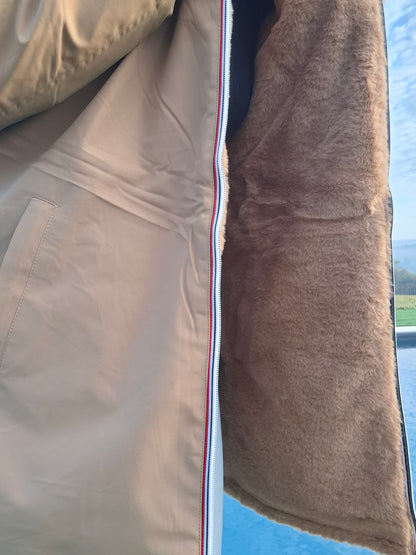 New Lolo - Manteau long camel clair fourré complet réversible imperméable