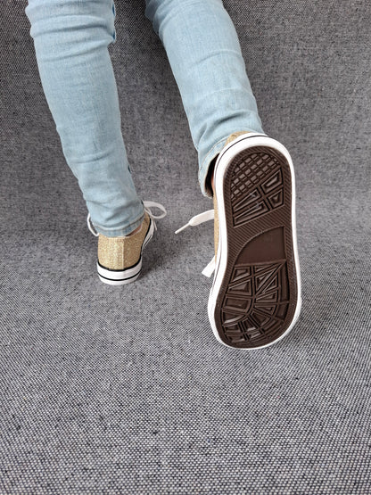 Chaussures baskets en toile paillettes gold - Enfant