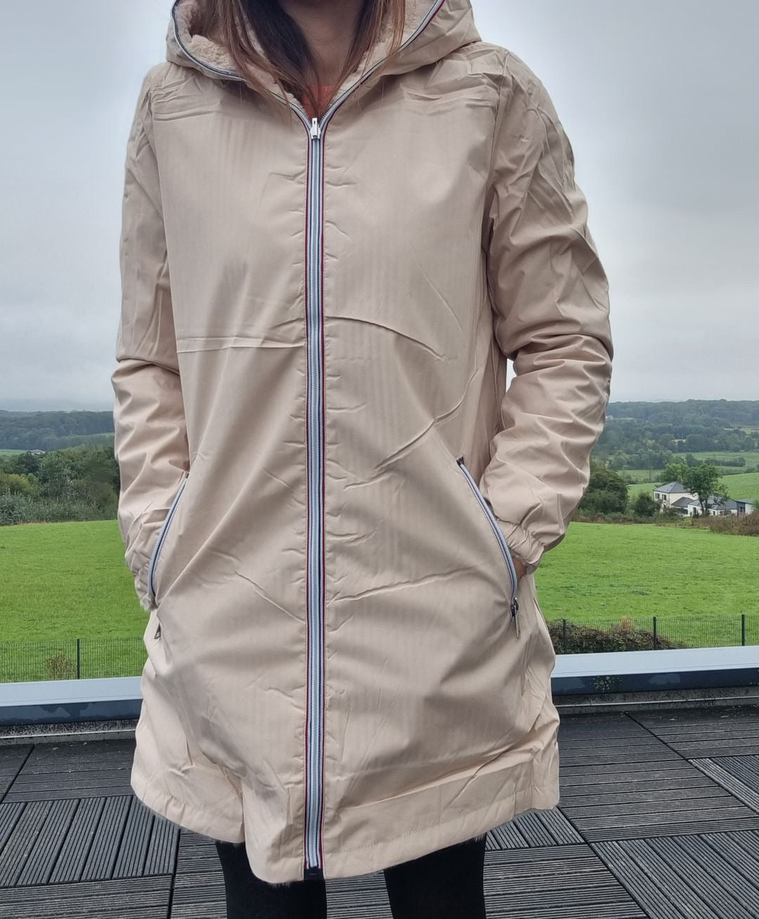 New Lolo - Manteau long fourré réversible imperméable beige