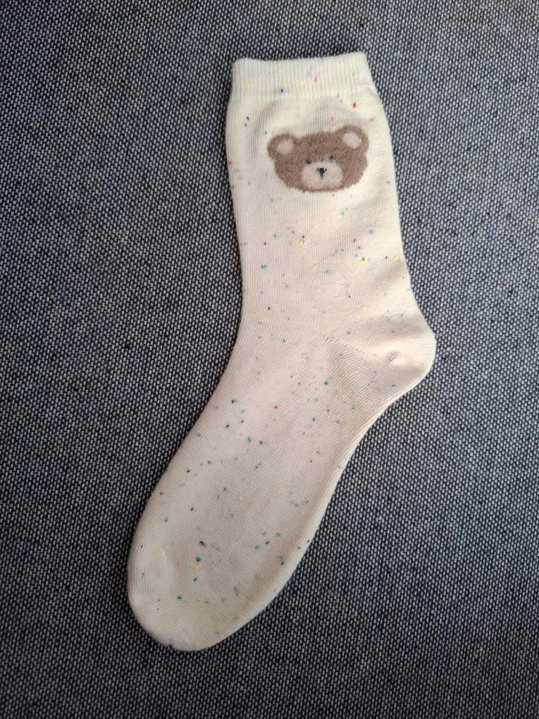 Nouveautés - Chaussettes blanches en coton à motif ours